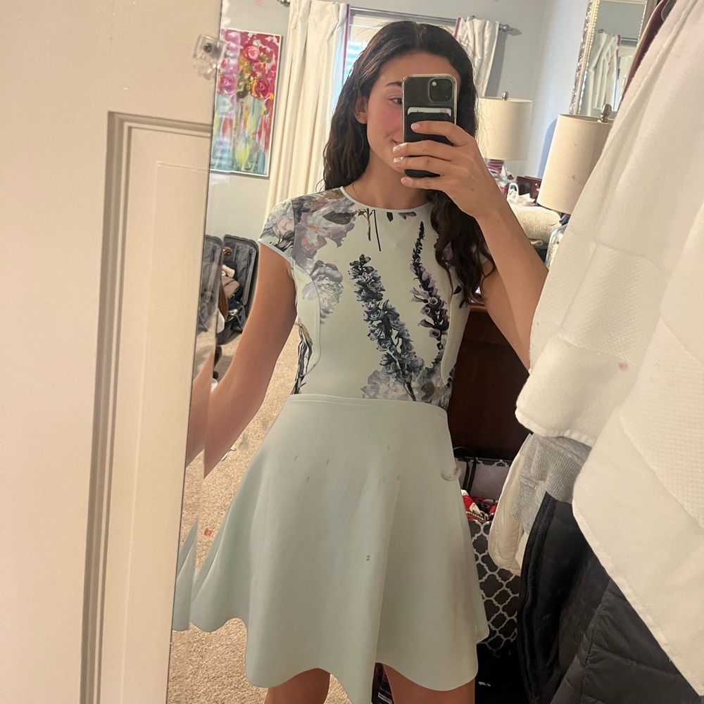 Blue red baker mini dress